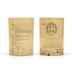 Kilang Doypack Pouch Teh Snek Brown Kraft Food Packaging Paper Bag Dengan Tingkap, Brown Kraft Paper Bag With Clear Window