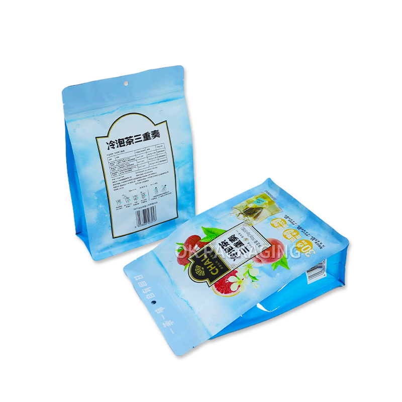 Custom Plastic Bag Nuts,Tea and Dried Fruit Pouch Flat Bottom Bag With Zipper
