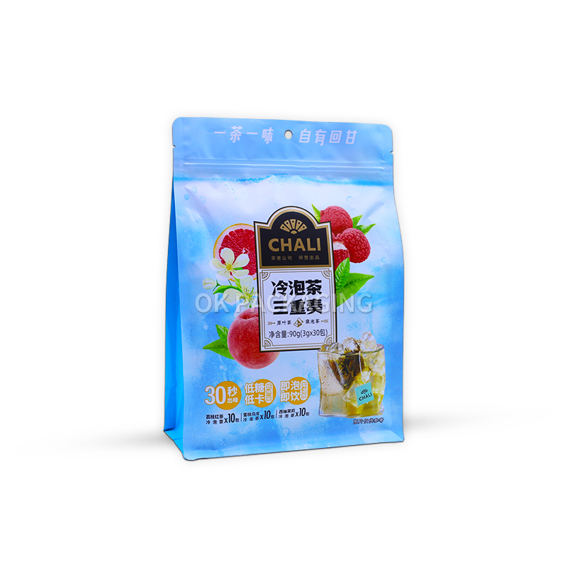 Bolsa de plástico personalizada para nueces, té y frutos secos, bolsa de fondo plano con cremallera