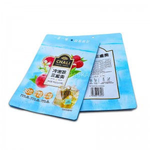 Saco de plástico personalizado para nozes, chá e frutas secas, saco de fundo plano com zíper