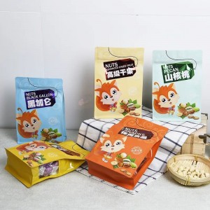 Supplier Tas Kantong Bawah Datar Doypack Dengan Ritsleting Untuk Makanan Ringan Kacang Kemasan Makanan Kering