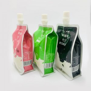 Eight Side Seal Flat Bottom Spout pouch Stand Up Beverage Juice Aluminum Foil Bag