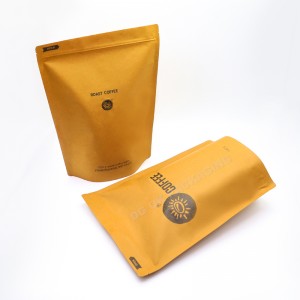 Prilagođene vrećice za kafu ekološki prihvatljive 1000g stojeće žute kraft papirne vrećice za kavu za ventil