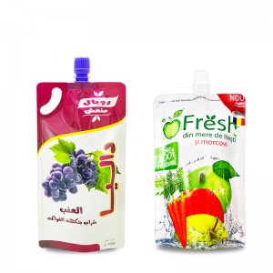 Variedade personalizada de grau alimentício stand up pouch com bico líquido impressão digital de plástico para bebidas e outras frutas embaladas
