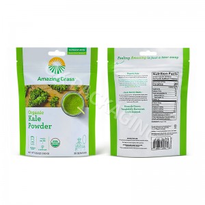 Personnaliséierten Plastiksack 100g 250g 500g 1000g Kale Pudder Verpackungsbeutel Stand Up Pouch Fir Fudder / Iessen / Nëss