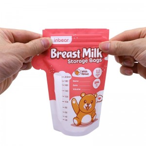 Pembungkusan Stand Up Plastik Bercetak Zip Tersuai Borong Boleh Digunakan Semula Uncang Makanan Bayi Bebas BPA Beg Penyimpanan Susu Ibu