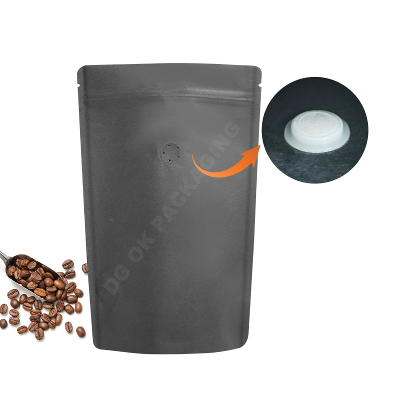 Vairumtirdzniecība kompostējams atkārtoti noslēdzams kraftpapīra kafijas pupiņu maisiņš ar vārstu un rāvējslēdzēju