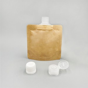 OK Packaging Reusable Spout Pouch Bags 100ml 250ml Special Shape Kraft Biodegradable Spout Pouch With Spout