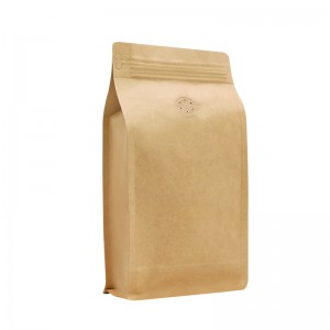 Compostable Biodegradable Flat Bottom Kraft Paper Food Packing Zipper Pouch Custom Printed Coffee Tea Packaging Bag With Valve