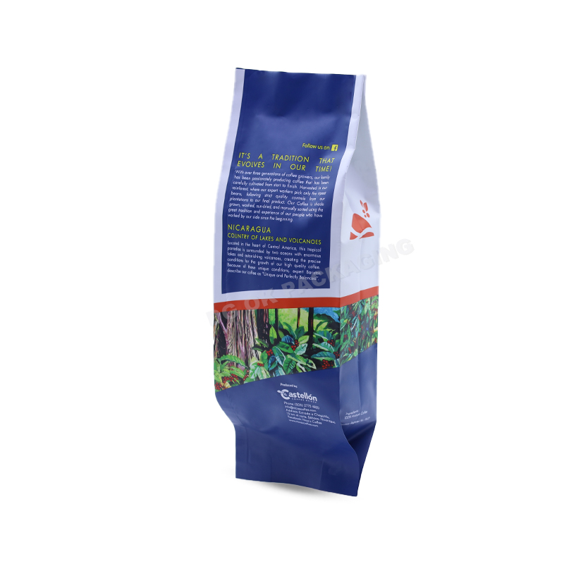 Buga kofi na al'ada 250g 500g Babban Barrier Aluminum Foil Side Gusset Coffee Bag Tare da Valve.