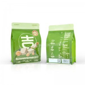 Food Grade Packing Bag Resealable Stand Up Pouch Heat Seal Zipper Plastic Flat Bottom Bag Para sa Snack Nuts