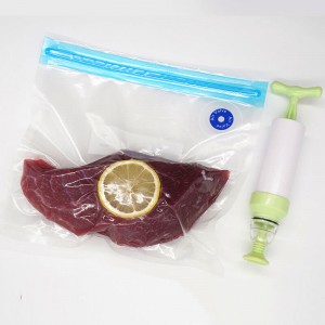 Daugkartinis perdirbamas dvigubas užtrauktukas skaidraus nailono reljefinis maisto laikymo vakuuminis maišelis