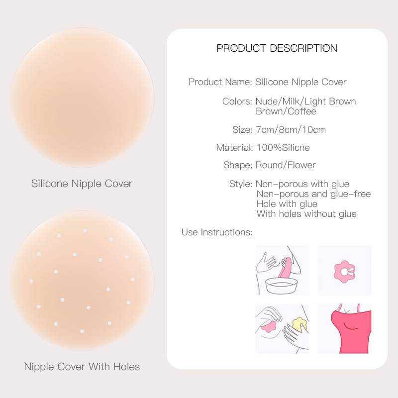 Nipple Covers - Nude Color - Soft - Breathable - Self-Adhesive Bra -  Wearable Adhesive Petals - Reusable - Invisible Silicone Breast Pasties  Pads 