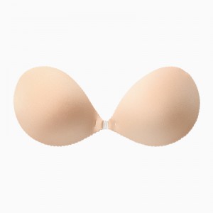 FRONT CLOSURE CLOTH NUDE SERRATED STRAPLESS STICKY BRA