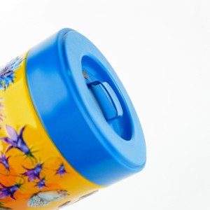Portable printed pattern black tea tin can with lid