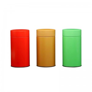 Empty Loose Leaf Container Round Double Lid Tea Tin Canister