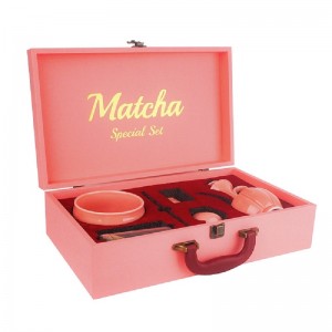 luxury pink matcha tea pot set