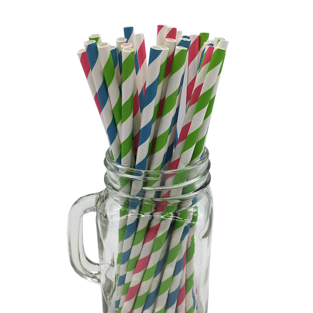 Multicoloured Paper Straw Striped Disposable for Party Drinking Smoothie