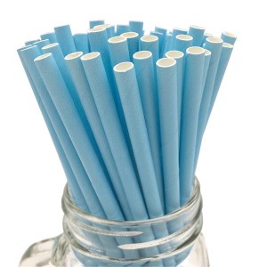 Low Quantity Blue color Disposable Biodegradable paper straws paper drinking straw