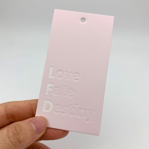 Aksesorët e etiketës së veshjeve me printim gravure letre të veshur me ngjyrë rozë 800 g mbështesin personalizimin