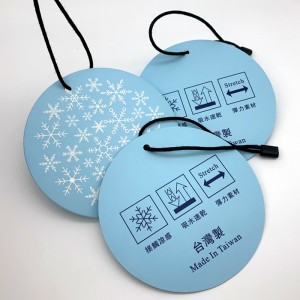 Etiqueta colgante de roupa personalizada con impresión OEM con etiqueta de plástico