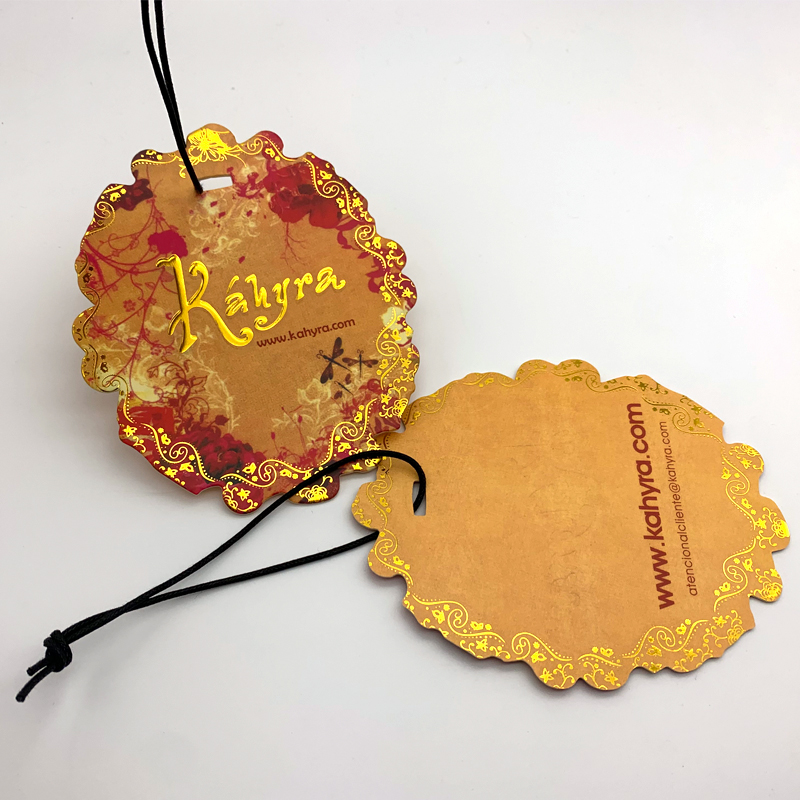 wholesale OEM personalized Gold foil clothing hangtag (1)