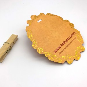 Etiqueta colgante de roupa de folla de ouro personalizada OEM por xunto GMT-P057