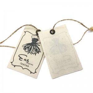 Professional manufacturer custom logo canvas hang tag cotton fabric tag with string