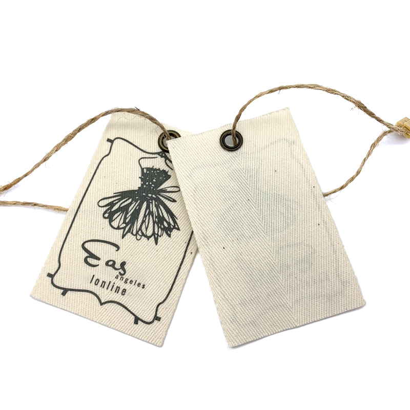 custom logo canvas hang tag cotton fabric tag with string