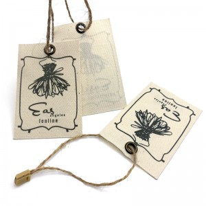 Professional manufacturer custom logo canvas hang tag cotton fabric tag with string