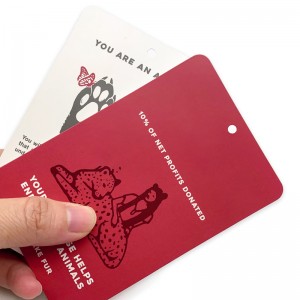 Vysoce kvalitní produktový štítek OEM produkuje barevnou kartu personalizovaný závěsný štítek