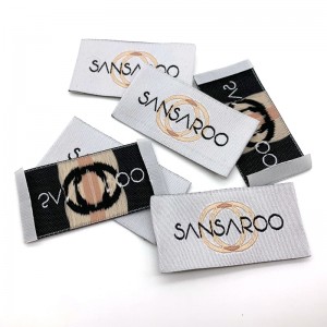 Luxury fabric Tags Custom Jacquard Golden Suaicheantas Hot Cut Damask Woven Labels For Clothing