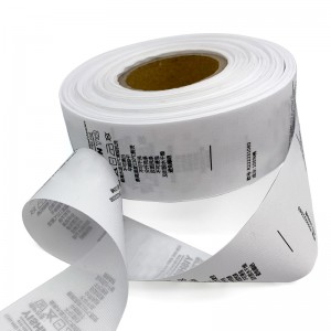 Washable printed satin wah care label roll for sewing onto clothes