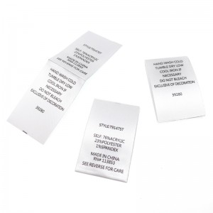 Produsen percetakan label komposisi grosir label ukuran label perawatan cuci untuk pakaian