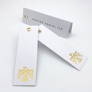 Fabricante de hangtag com logotipo dourado para indústria de roupas