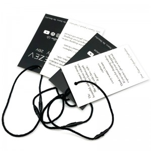 Besplatni dizajn OEM uzorka crne kartice za vješanje s bijelom sitotiskom