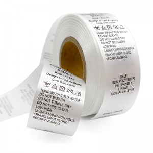 Orizjinele fabrikant klean stof gearstalling label klean stof soarch label roll