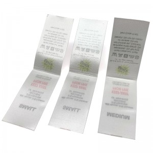 Custom made polyester wash care label for dress clothing