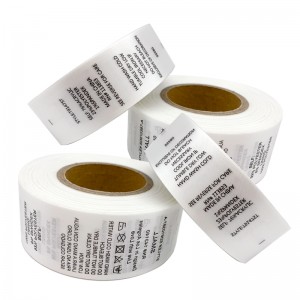 Orizjinele fabrikant klean stof gearstalling label klean stof soarch label roll
