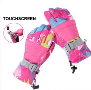 Wholesale Women Touchscreen Waterproof Non-slip Snow Winter Warm Skiing Gloves