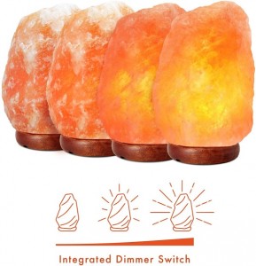 Himalayan Salt Lamp with Dimmer Switch All Natural and Handcrafted with Wooden Base