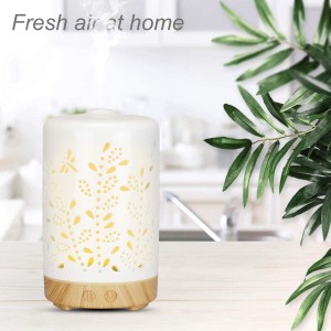 Getter Ceramic Aromatherapy Diffuser 100ml Cool Mist Ultrasonic Aroma Diffuser for Essential Oils 7 Colors Waterless Auto-Off for Home