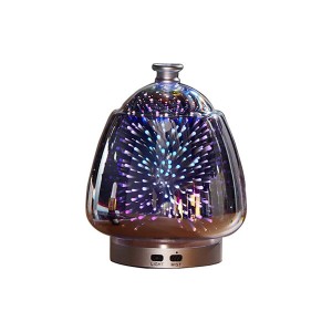 Essential Oil Diffuser 3D Glass Aromatherapy Ultrasonic Humidifier – 7 Color Changing LEDs, Waterless Auto-Off.