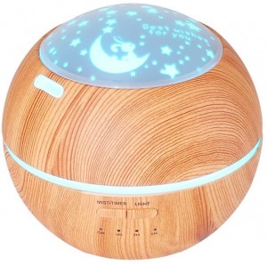 150ML Aromatherapy Diffuser Ultrasonic Essential Oil Diffuser Kids Room Fragrance Mini Aroma Humidifier Wood Grain Waterless Auto Shut-Off and 7 Color LED Lights Changing for Home Baby (Brown)DC-DC-8760A