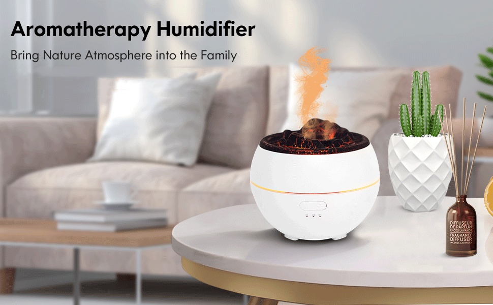 A white circular humidifier that fills the home with freshness and romance