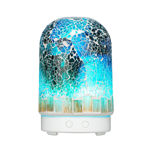 Ultrasonic Glass Essential Oil Small Ceramic Diffuser with 7 Colorful LED Night Light