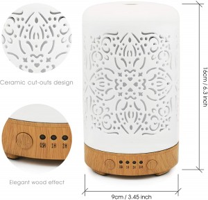 Getter Living Essential Oil Diffuser White Ceramic Diffuser 100ml Timers Night Lights and Auto Off Function Diffusers for Essential Oils