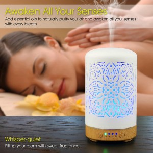 Getter Living Essential Oil Diffuser White Ceramic Diffuser 100ml Timers Night Lights and Auto Off Function Diffusers for Essential Oils