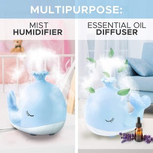 Cute Whale Essential Oil Diffuser Humidifiers for Bedroom Kids – Cool Mist Humidifiers Nursery- Blue