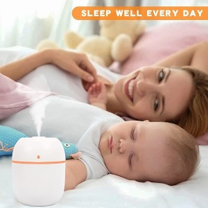 Small Cool Mist Humidifier, 220ml USB Personal Desktop Humidifier,Portable Mini Humidifier with Colored lights, Automatic shut-off function,Two Spray Modes, Super Quiet, White